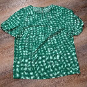 SHEIN Green and White Polka Dot Blouse - NEVER WORN NO TAGS